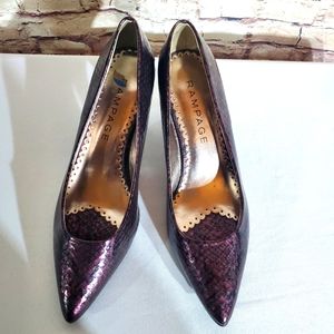 Pointed Toe 3in Heels Vegan Leather Faux Snake Skin Sz 7.5 EUC